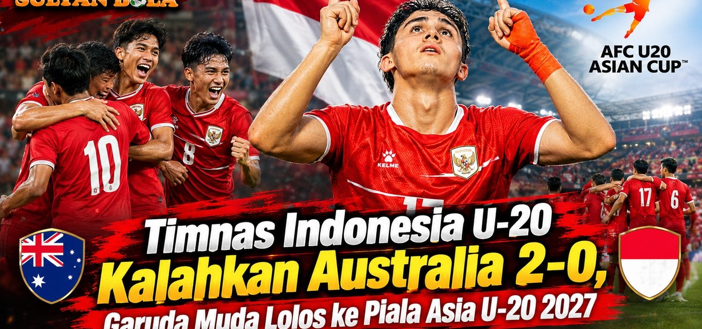 Timnas Indonesia U-20 merayakan kemenangan 2-0 atas Australia dan lolos ke Piala Asia U-20 2027
