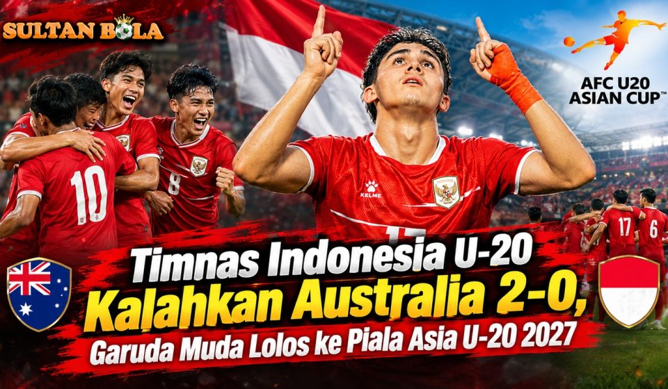 Timnas Indonesia U-20 merayakan kemenangan 2-0 atas Australia dan lolos ke Piala Asia U-20 2027